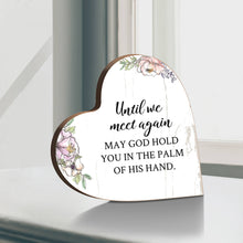 Load image into Gallery viewer, Until We Meet Again Heart Block Condolence Memorial Decor: White Distressed
