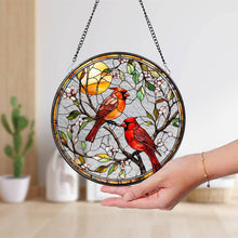 Load image into Gallery viewer, Cardinal Glass Suncatcher, Bird Glass Art, Memorial Gift: 6in