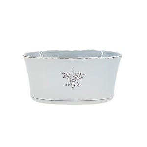 Gray Fleur De Lis Oval Planter 9"