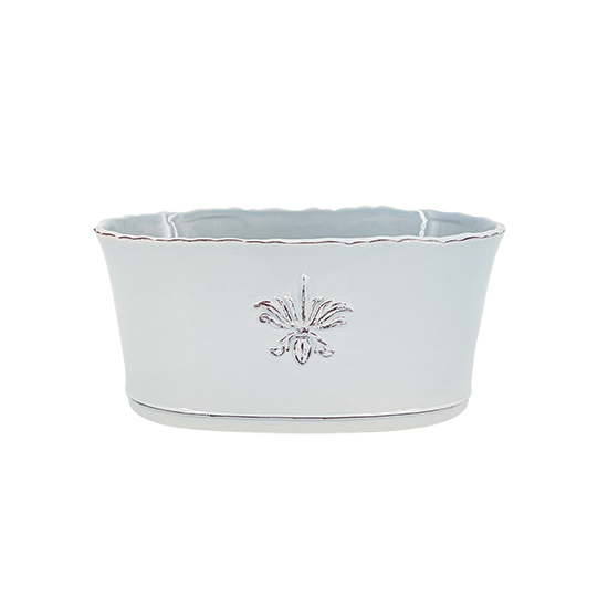 Gray Fleur De Lis Oval Planter 9