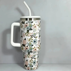 Pattern Tumbler With Lid And Straw