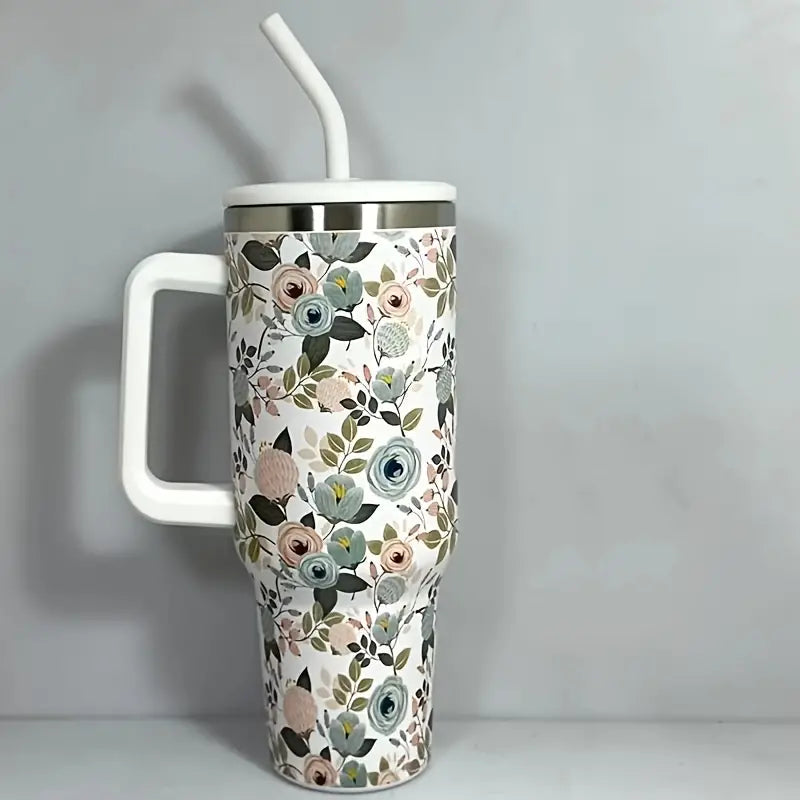 Pattern Tumbler With Lid And Straw