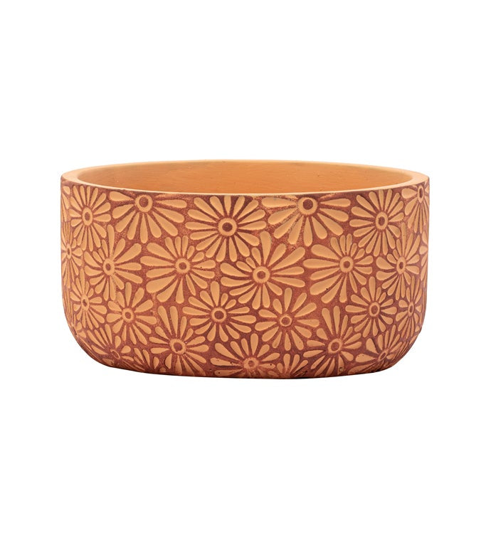 Orange Embossed Flower Dish Garden