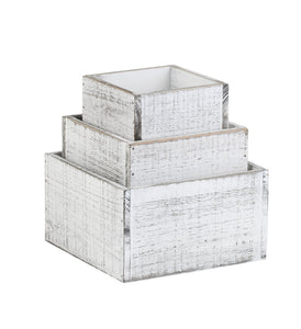 Whitewash Square Planter Box - Medium