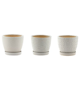 6" White Laser Pots w/Saucer, 3 As