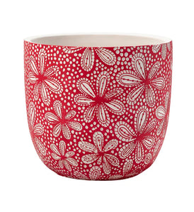 White/Red Flower Dot Planter