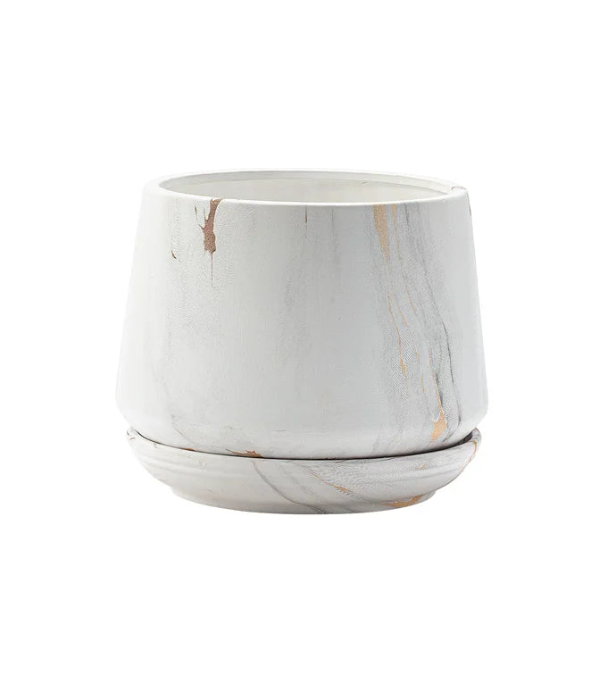 White Marble Planter -  Medium
