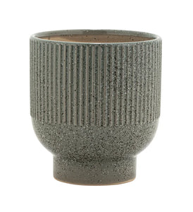 Gray Ribbed Speckled Planter - Medium