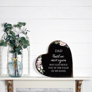 Until We Meet Again Heart Block Condolence Memorial Decor: White Distressed