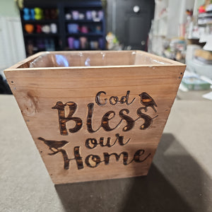 God Bless our Home Wooden planter