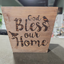 Load image into Gallery viewer, God Bless our Home Wooden planter
