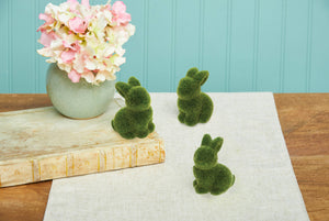 Easter Moss Flocked Bunny Rabbit Decorative Figurines - Assorted