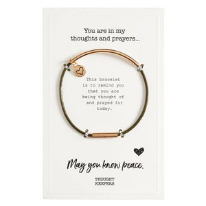 Thought Keeper Bracelet - Olive/Gold: Wipe Clean with Damp Cloth / Leather/Metal with Magnetic Closure / 7.5" L