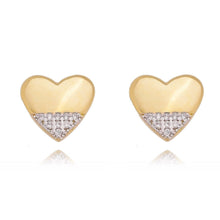 Load image into Gallery viewer, 18k Gold Filled Heart Stud with Cubic Zirconia Stones
