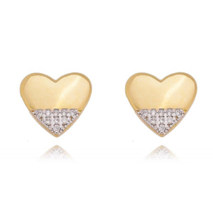 18k Gold Filled Heart Stud with Cubic Zirconia Stones