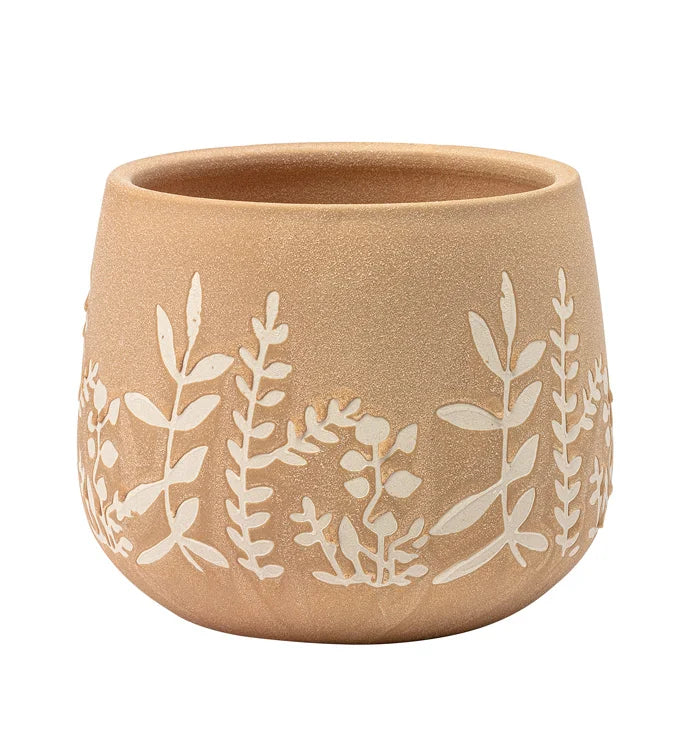 Large Tan Fern Ball Planter