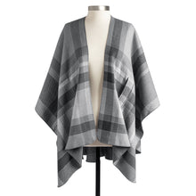 Load image into Gallery viewer, Plaid Reversible Charcoal Wrap - 46x70in
