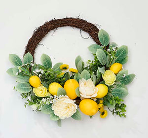 18" Lemon Green Leaves Wreath