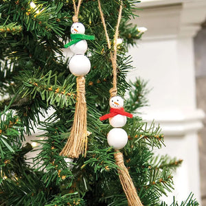 White Beaded Snowman Christmas Ornament, 2 Assorted