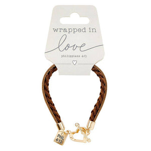 Wrapped In Love Philippians 4:13 - Brown Braided Bracelet