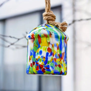 Hand Blown Glass Multicolored Bird House