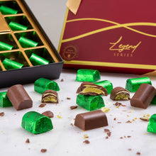 Load image into Gallery viewer, Viral Dubai Chocolate Gift Box with Gold Ribbon Wrapped
