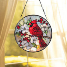 Load image into Gallery viewer, Red Cardinal Suncatcher, Floral &amp; Cardinal Window Art Decor: 6in
