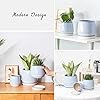 Blue Ceramic Plant Pots with Drainage Holes and Saucers - Large