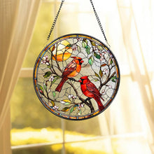 Load image into Gallery viewer, Cardinal Glass Suncatcher, Bird Glass Art, Memorial Gift: 6in

