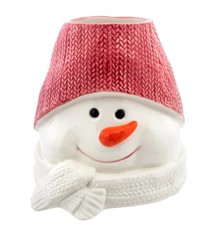 Red Knit Hat Snowman Planter