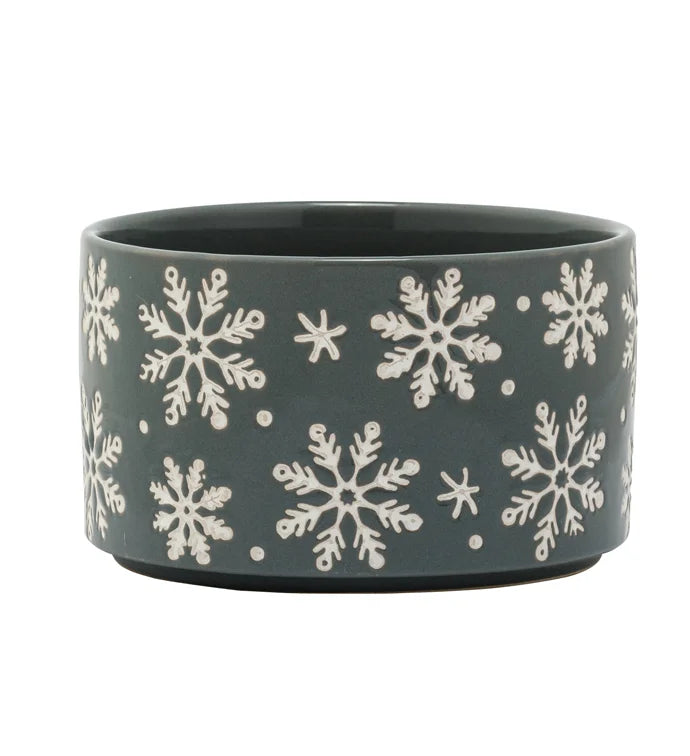 Gray White Snowflake Planter