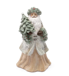 Santa with Holly Wreath and Tree