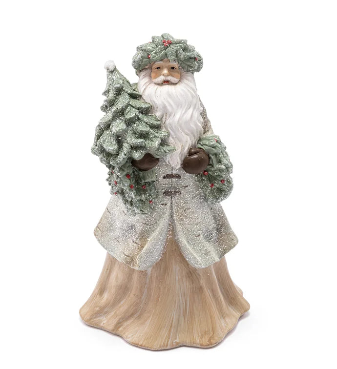 Santa with Holly Wreath and Tree