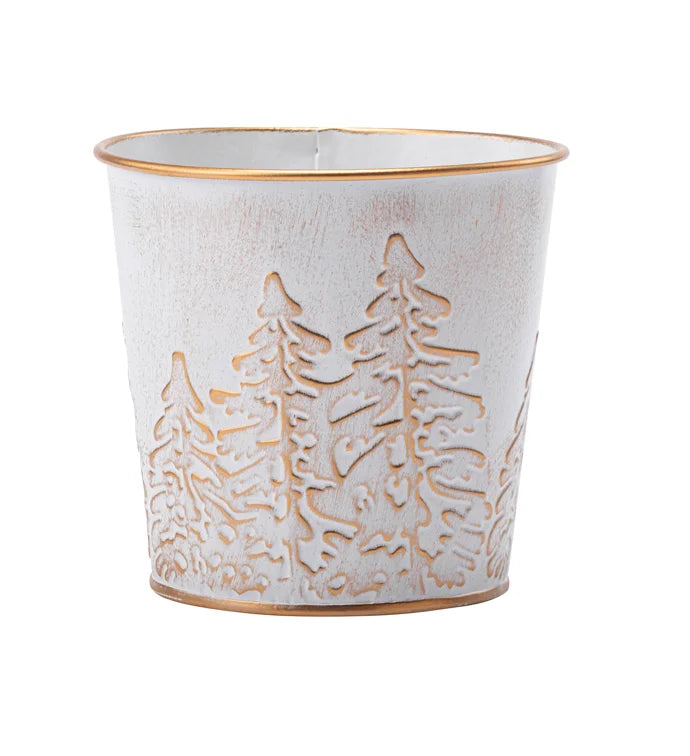 White Embossed Tree Pot cover - 5