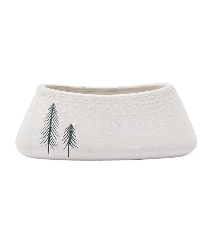 2-Pine Tree Oval White Planter