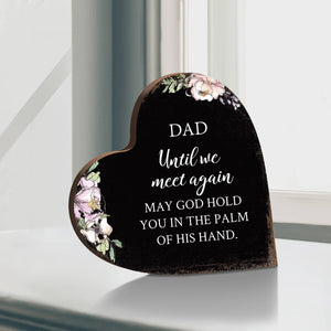 Until We Meet Again Heart Block Condolence Memorial Decor: White Distressed