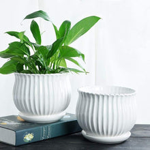 Load image into Gallery viewer, Ceramic Flower Plant Pot with Saucer - 5.5&quot;
