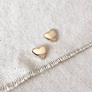 18k Gold Filled Heart Stud with Cubic Zirconia Stones