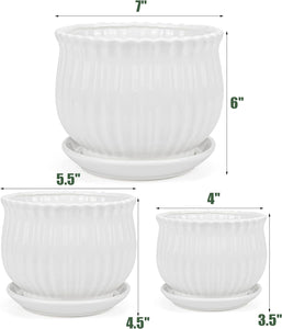 Ceramic Flower Plant Pot with Saucer - 5.5"
