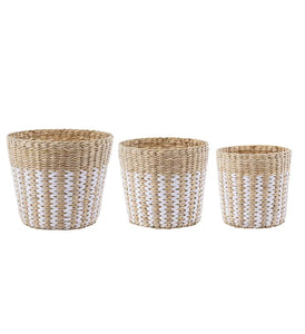 Tan/White Zig Zag Pot Cover - Medium