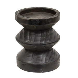 Black Wooden Pillar Candle Holder, 4.75"