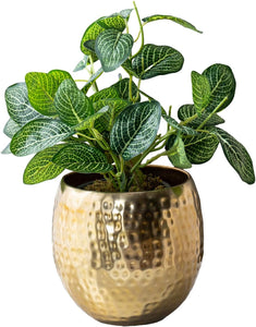 Modern Hammered Brass Metal Planter