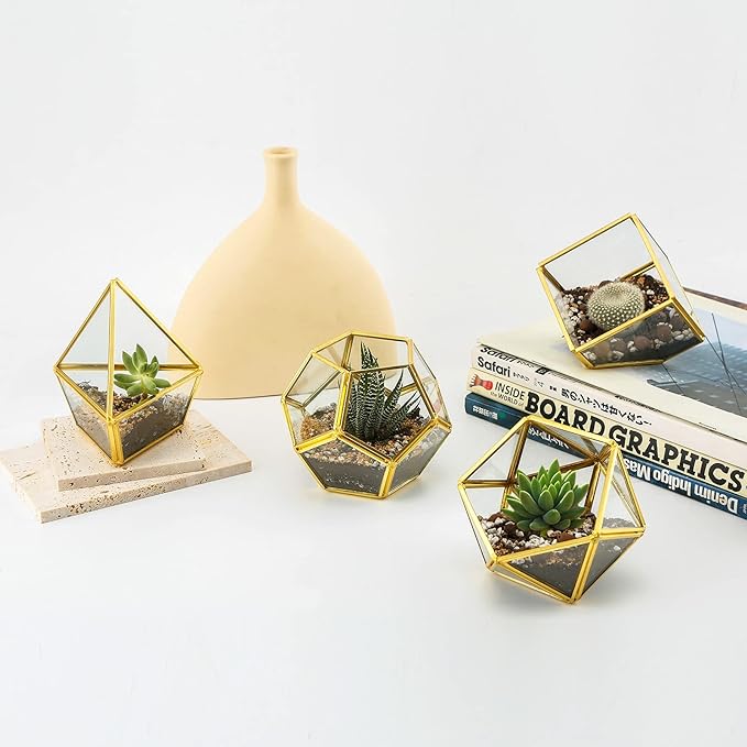 Mini Glass Geometric Terrarium Container