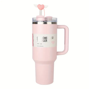 Insulated Stainless Steel Tumbler with Handle and Straw (Assorted Colors)