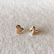 Load image into Gallery viewer, 18k Gold Filled Heart Stud with Cubic Zirconia Stones
