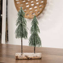 Load image into Gallery viewer, Snowy Pine Tree Pair on Log
