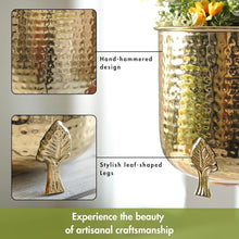 Load image into Gallery viewer, Hammered Gold Metal Planter - small
