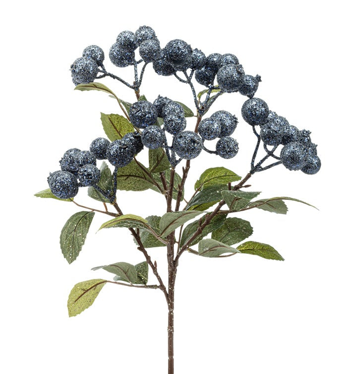 Blue Glitter Berry Leaves Brush