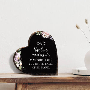 Until We Meet Again Heart Block Condolence Memorial Decor: White Distressed
