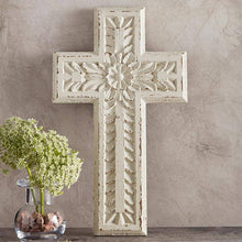 Load image into Gallery viewer, Wood Cross - White Carved
